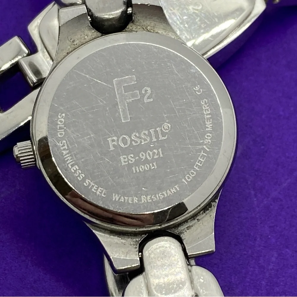 FOSSIL F2 Watches Pair Silver Gold Blue Face Womens Watches